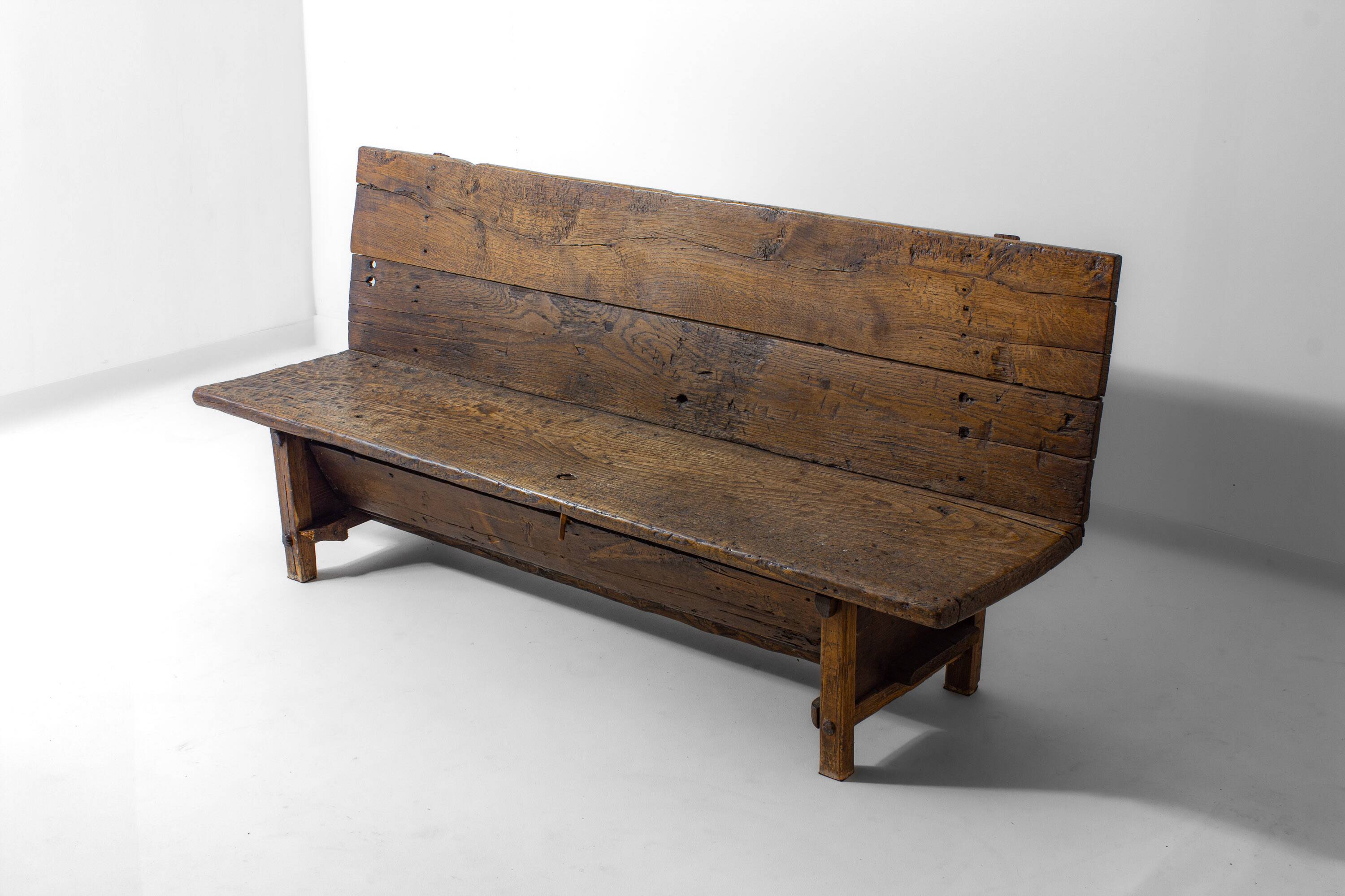Early 1900s Art Populaire French fermette bench