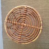 Vintage rattan pouf stool