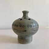 Jacques Blin "flower picker" vase in enameled ceramic with decorative frieze, signed under the base
