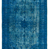 Hand-knotted anatolian 1980s 150 cm x 241 cm blue rug