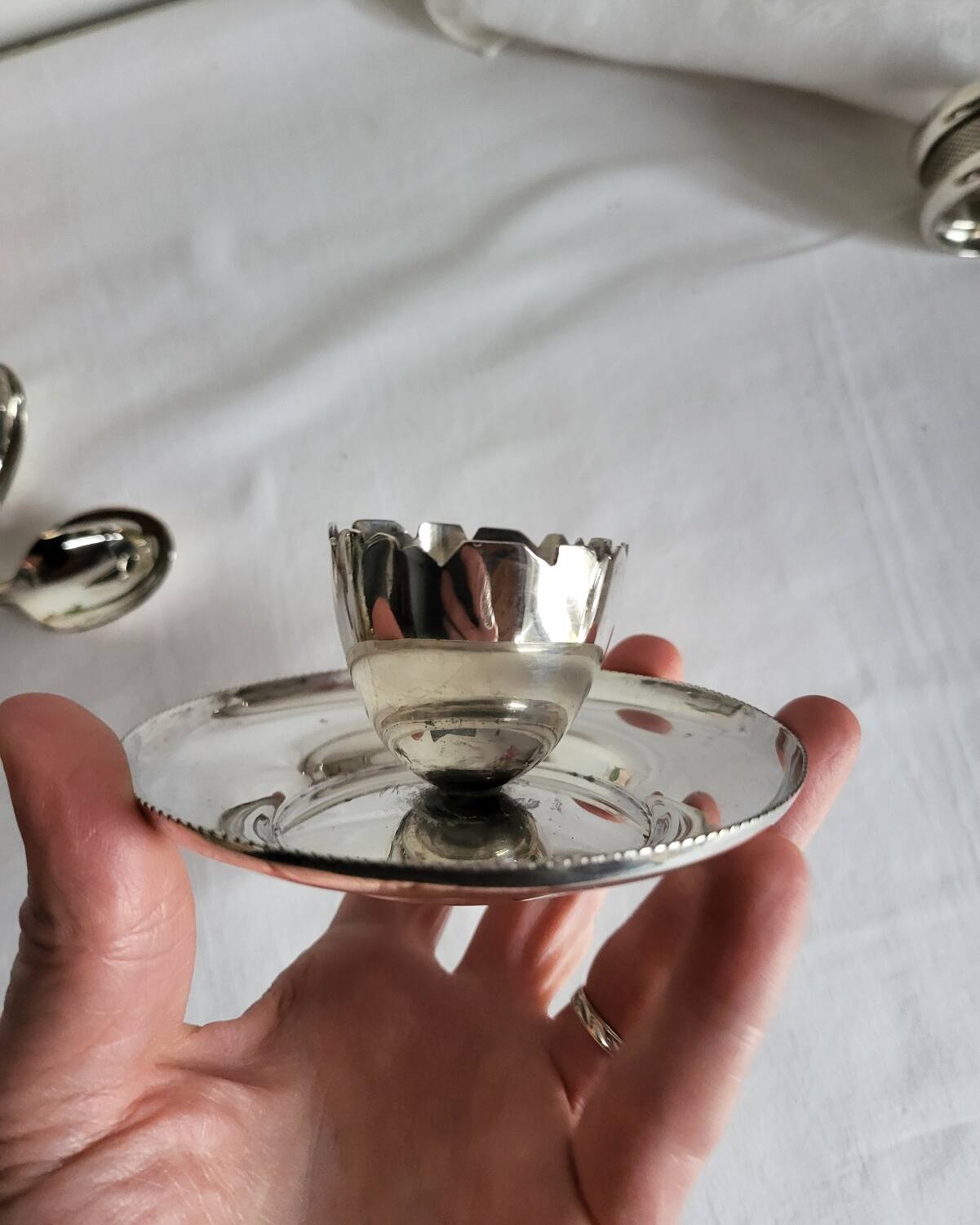 Silver-plated egg cup