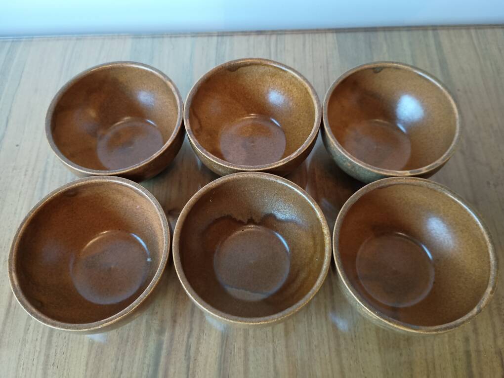 Set of 3 small vintage stoneware bowls from Digoin.