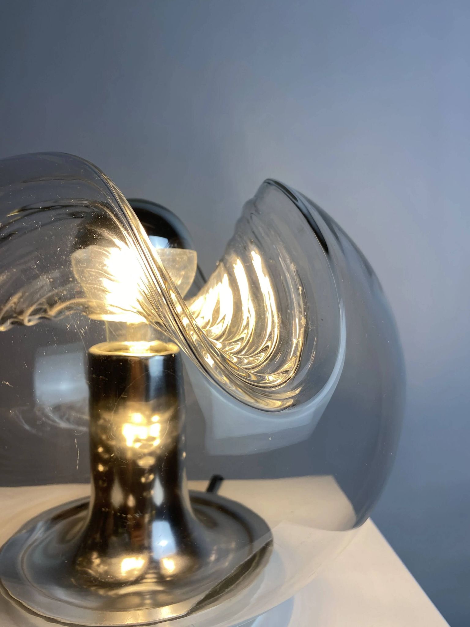 TA21 Futura wavy glass table lamp by Peill and Putzler 1960