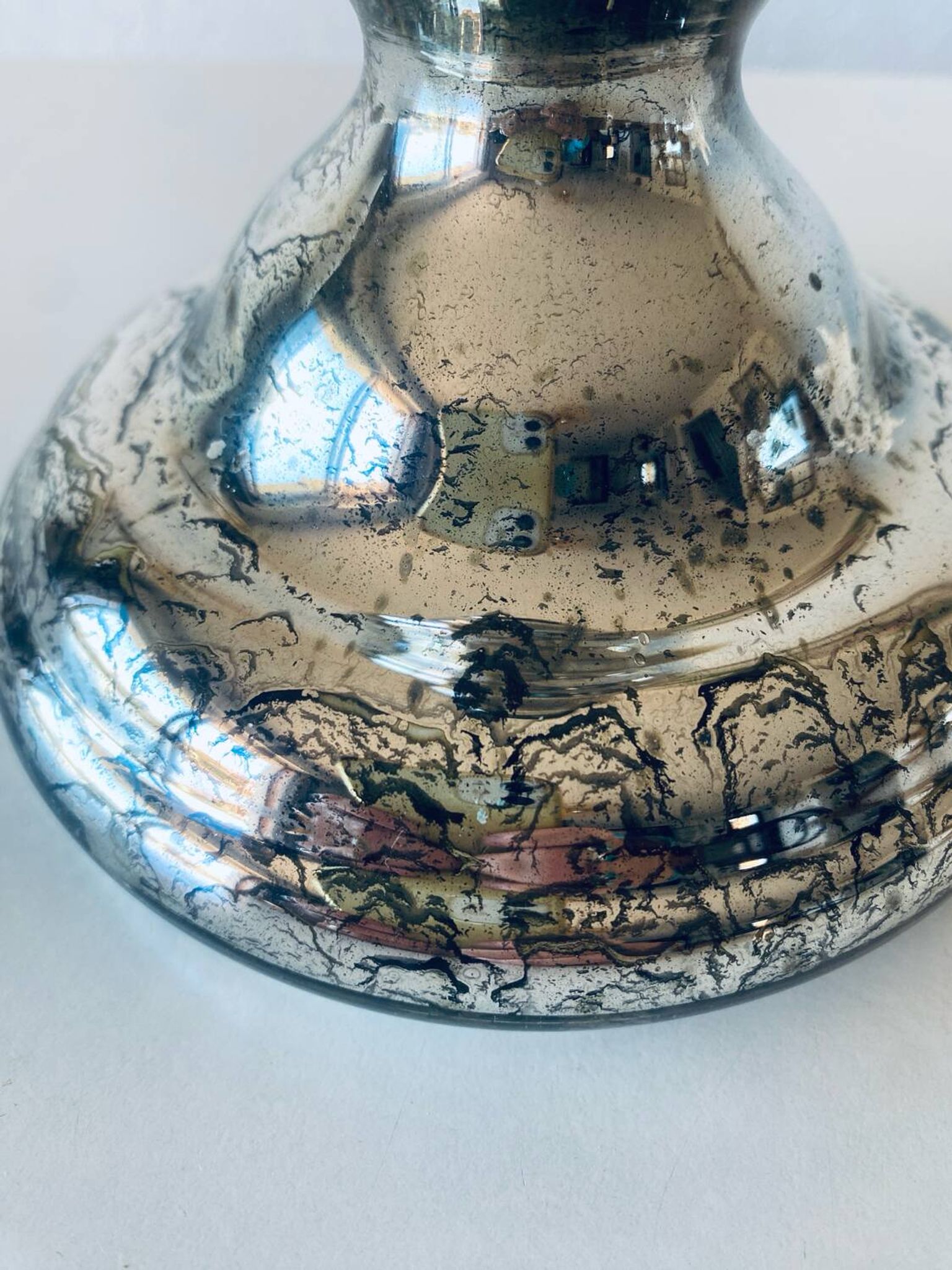 Eglomise glass candle holder