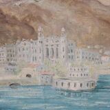 20th century oil on canvas by E.Dulau "View of the Côte d'Azur"