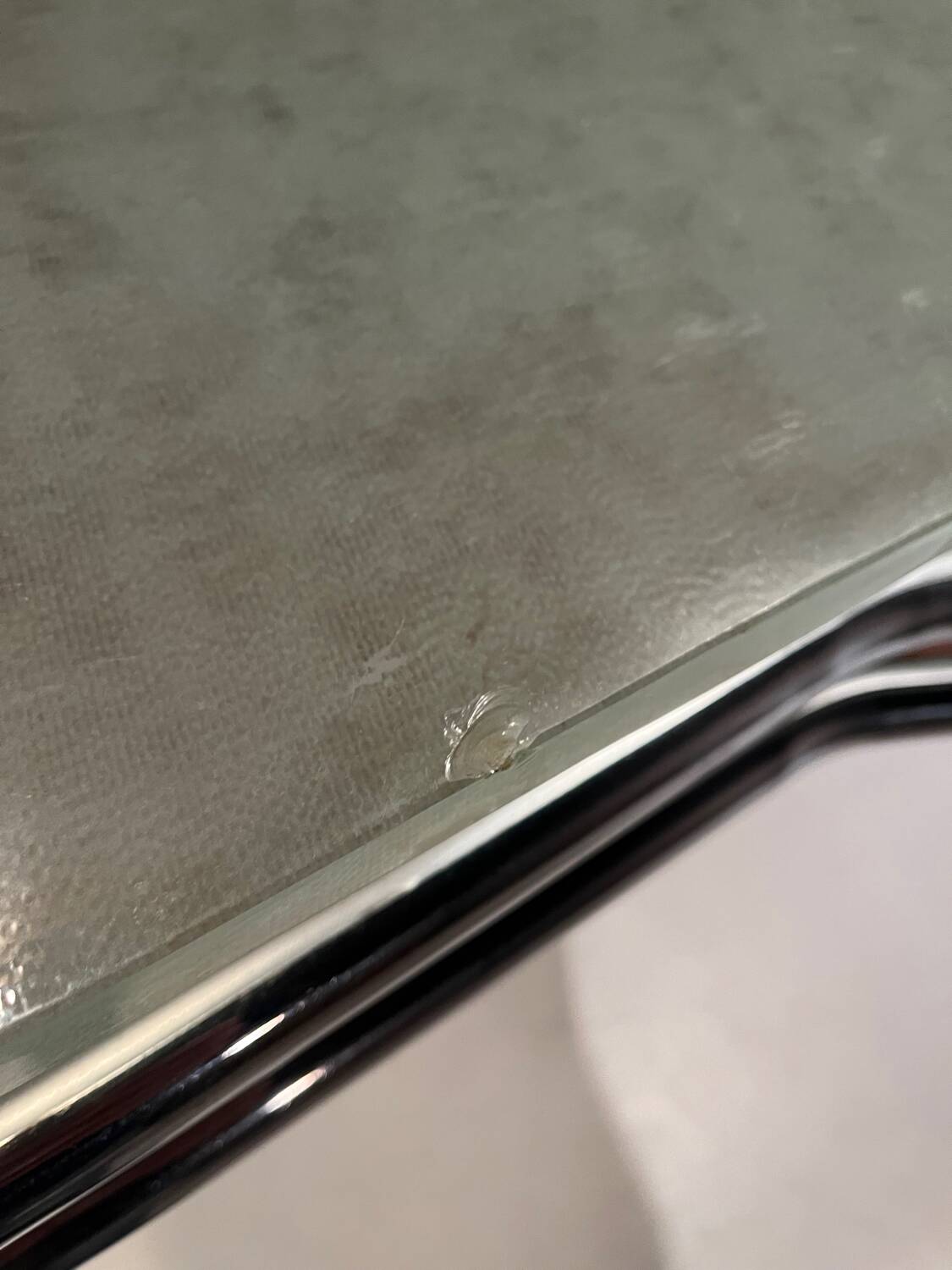 Frosted glass and steel console