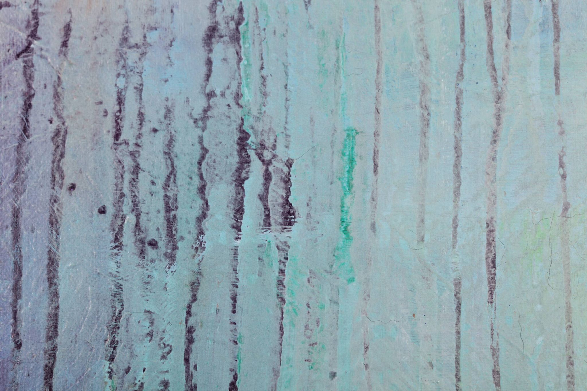Contemporary paintig in teal, purple and green shades, acrylic on canvas