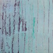 Contemporary paintig in teal, purple and green shades, acrylic on canvas