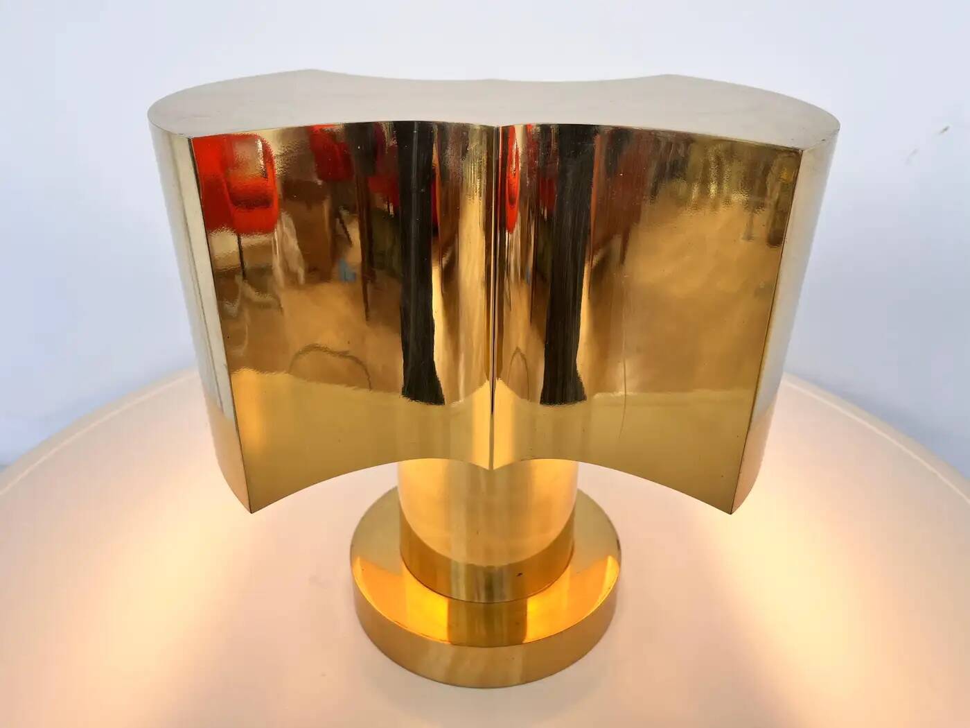 Big design brass table lamp - Czechoslovakia, 1980s