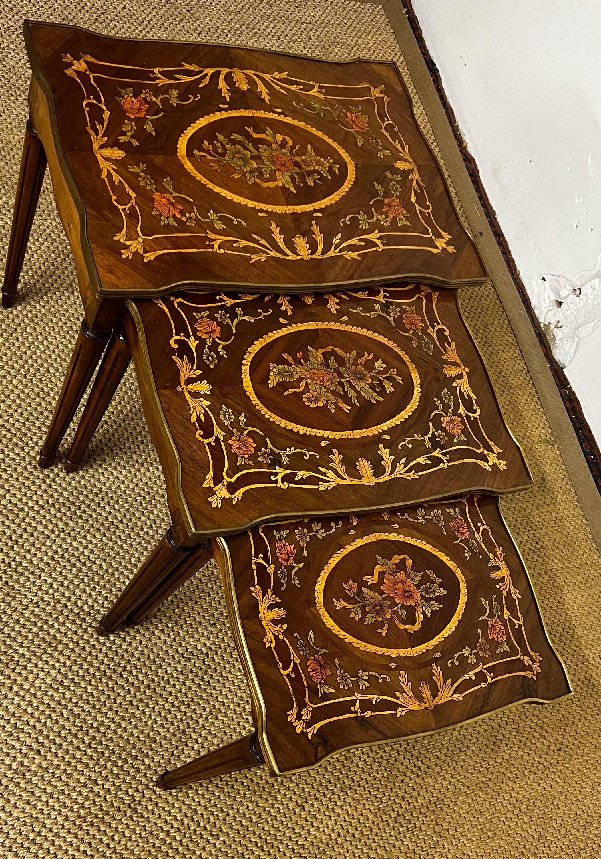 Nesting tables in Louis XVI style marquetry