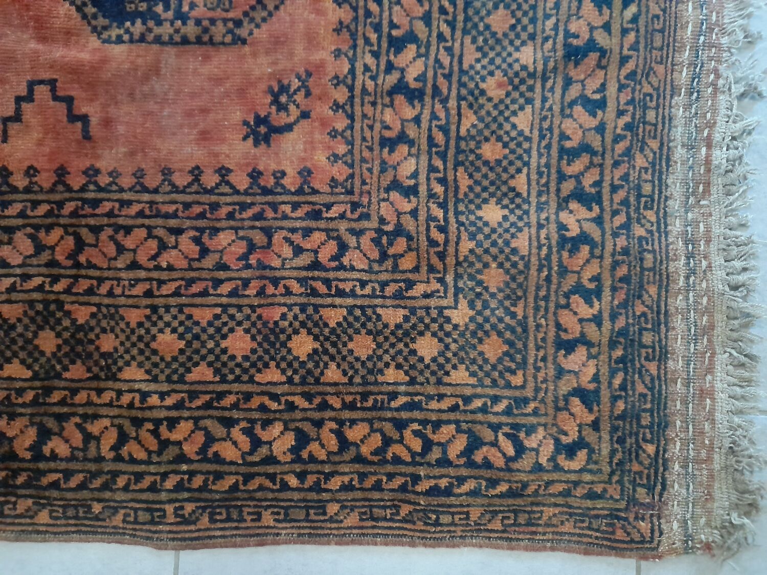 Afghan Carpet "Gül" Vintage – Wool – Exceptional Patina 205x132cm