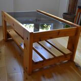 Wood and glass coffee table