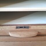 Solid oak filing cabinet with curtains