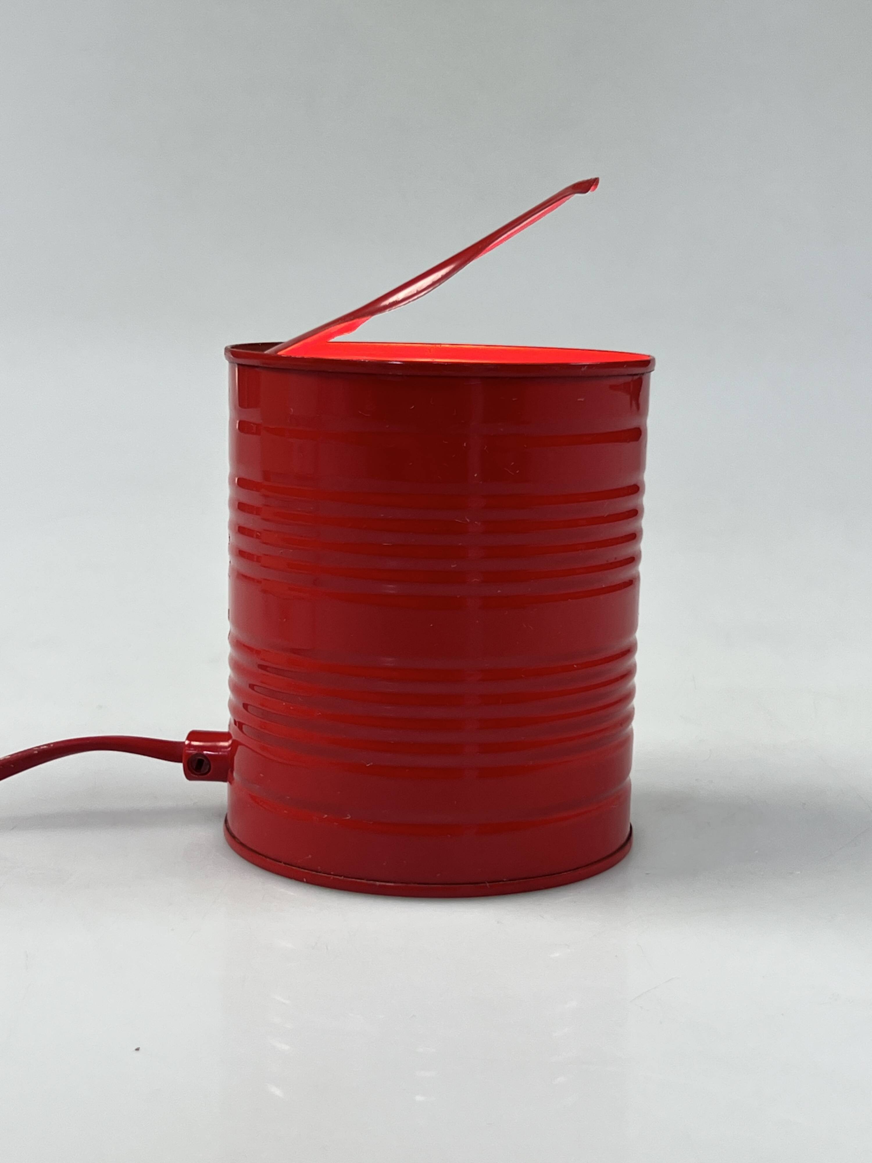 Vintage Red Tin Can Lamp, Ad Van Berlo, Vrieland Design, 1980s