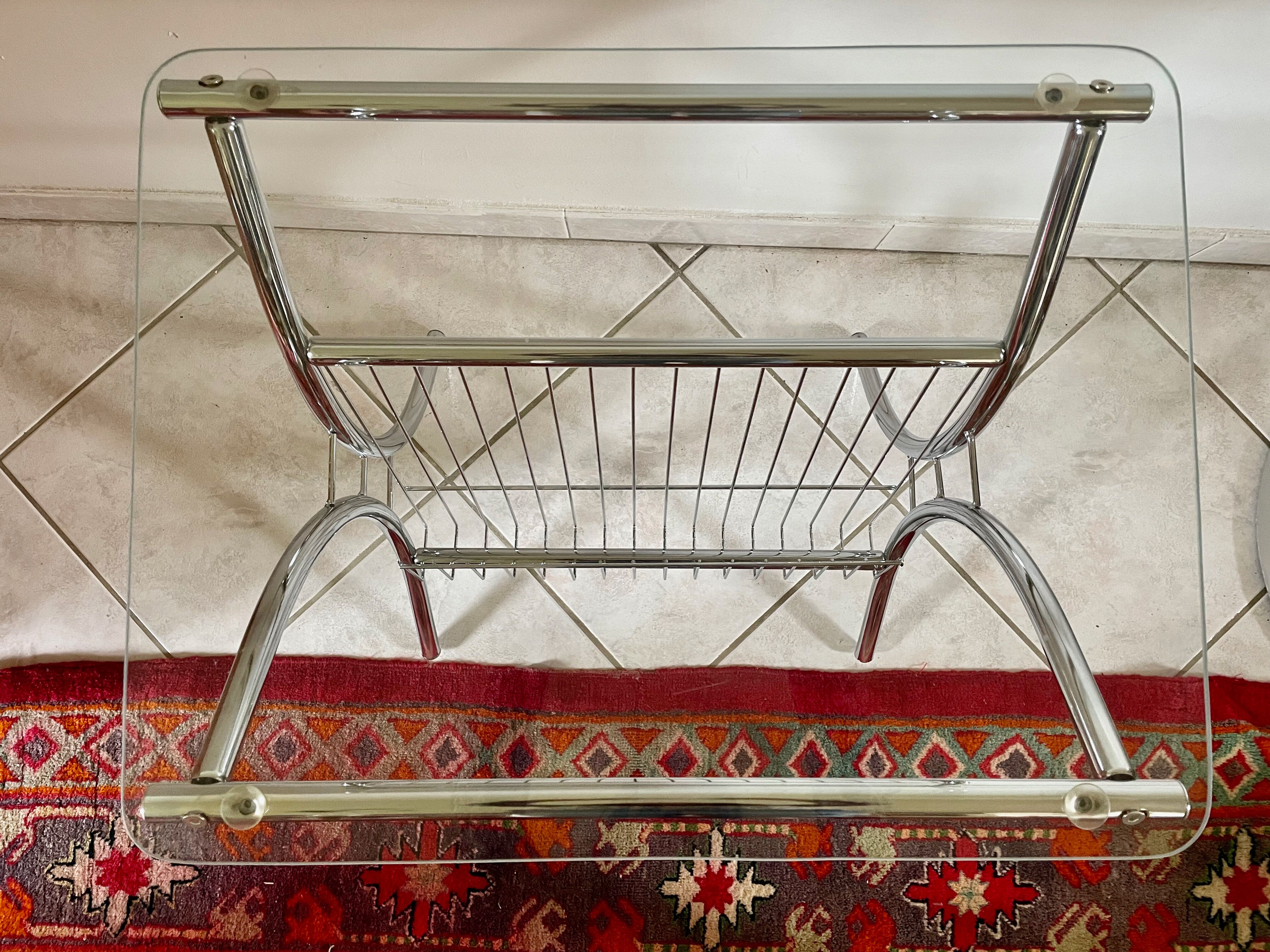 End of sofa magazine holder chrome 1970