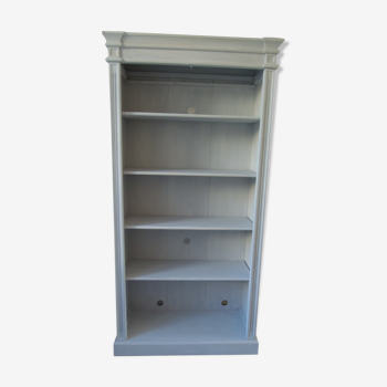 Pearl grey patinated bookcase