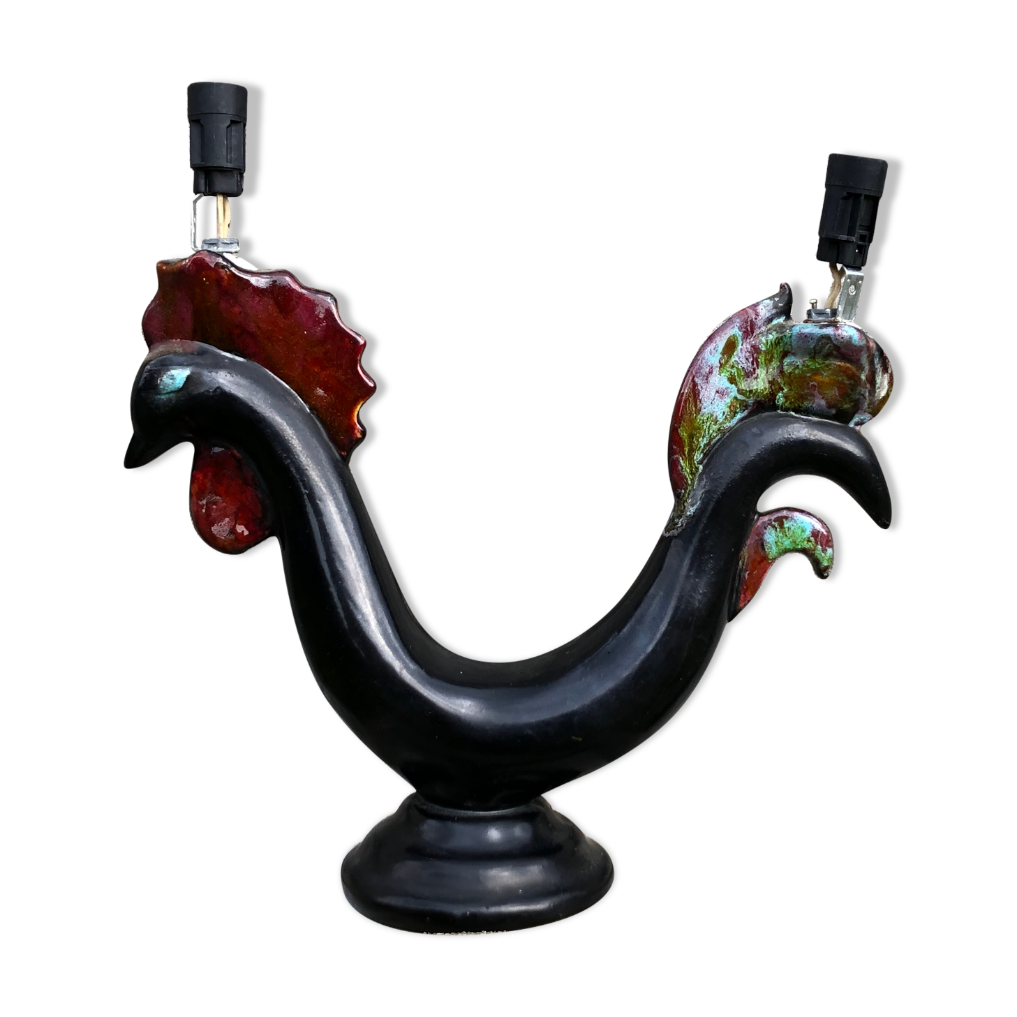 Zoomorphic black rooster lamp