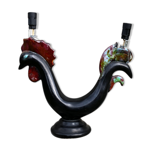 Lampe zoomorphe coq noir