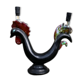 Lampe zoomorphe coq noir