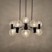 Lustre Spoutnik chromé par Doria, années 1970