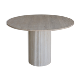 Omega circular dining table in natural travertine