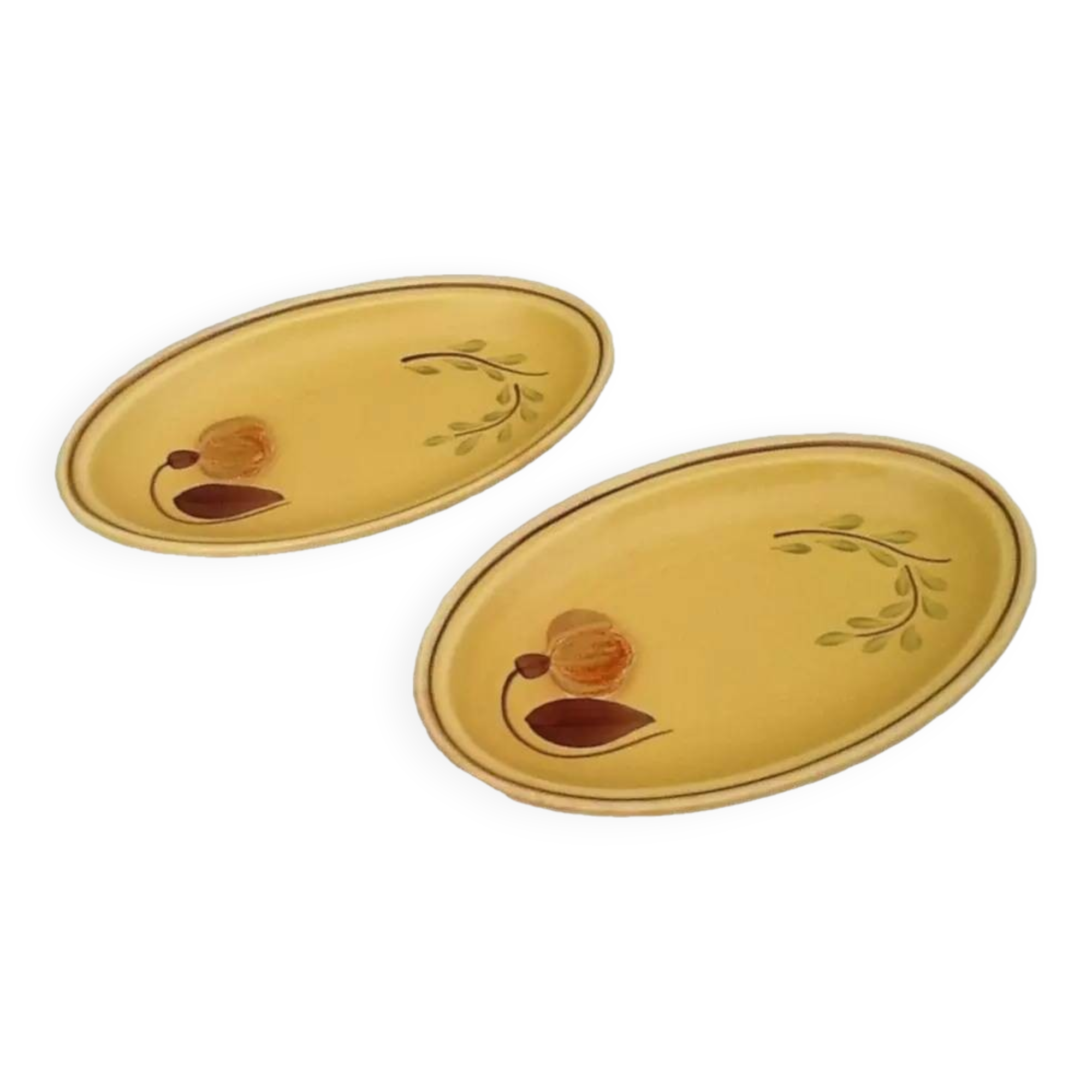 1960s 2 dishes Ateliers du Revernay France (Digoin Saône-et-Loire) Matte stoneware