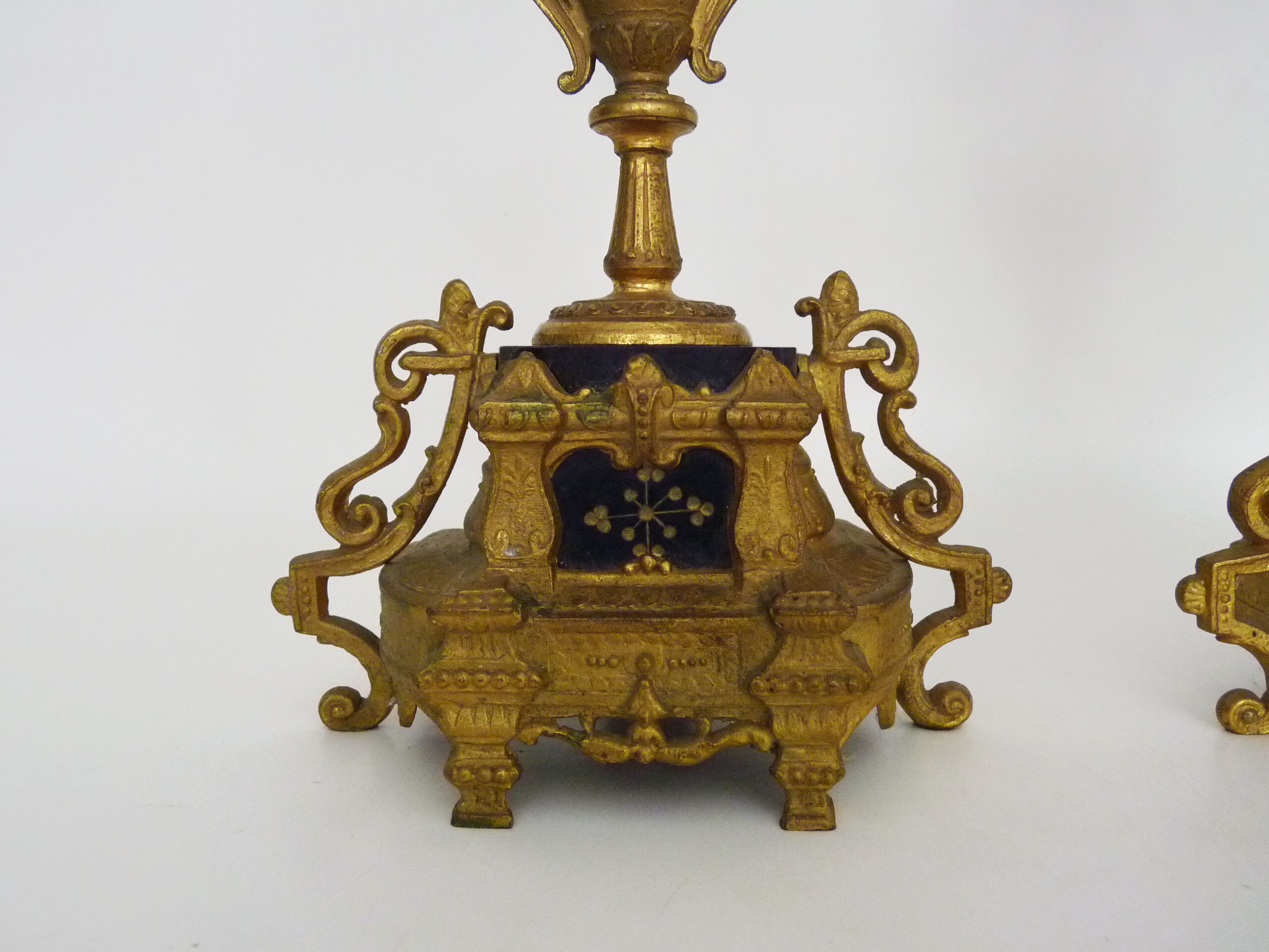 Paire de candélabres à 4 branches bronze et marbre style Napoléon III, XIXè