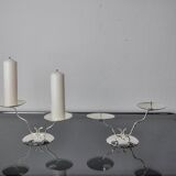 Paire de bougeoirs art déco 2 flammes, espagne, 1980