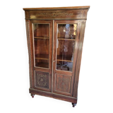 Napoleon iii library showcase with brass marquetry in mahogany from the 19th century n°2