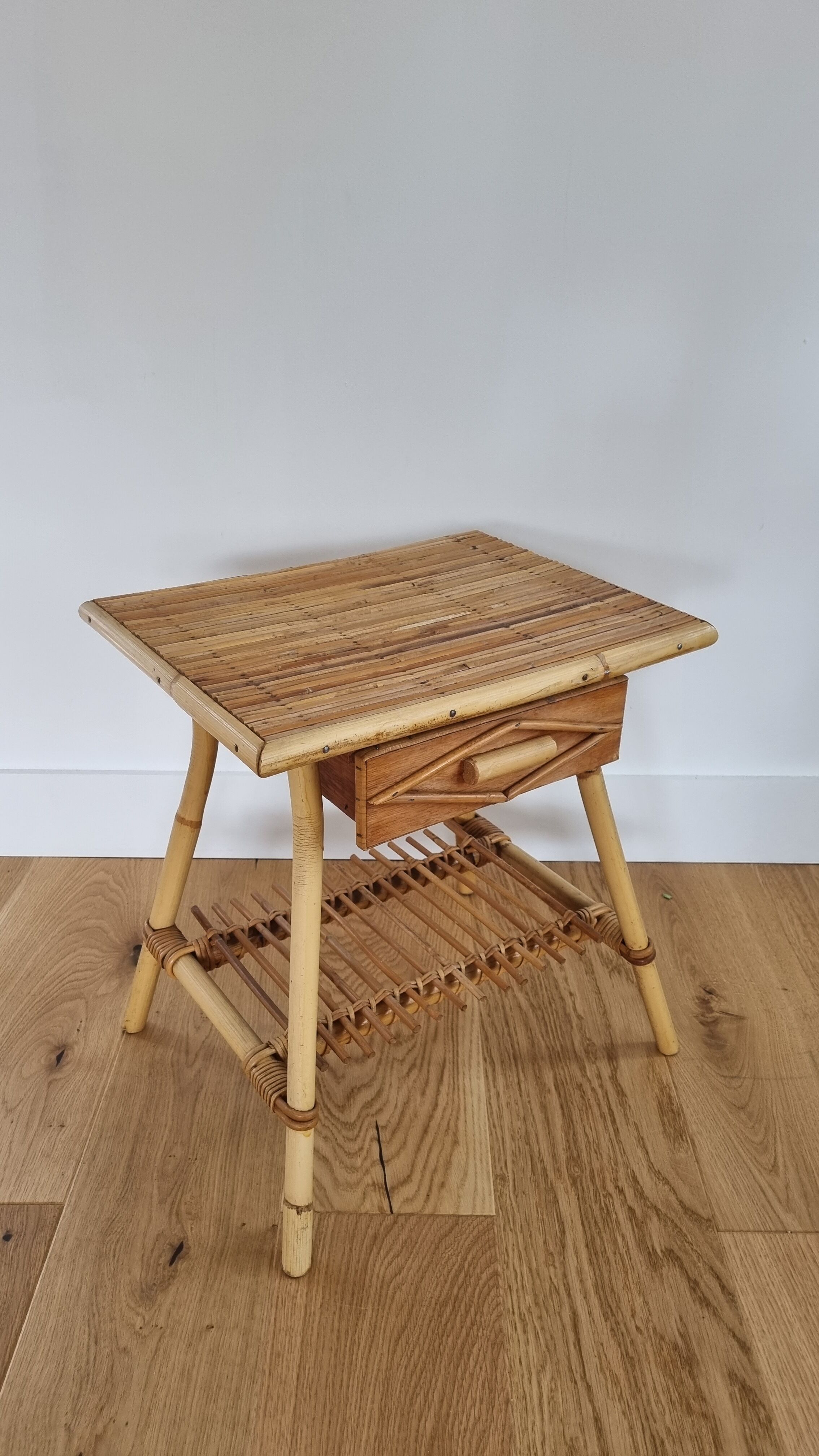Vintage rattan bedside