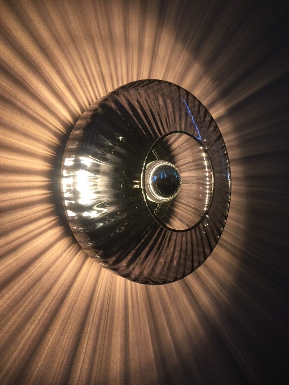 Wall light mounted glass smoke and silver border