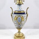 Lampe à pétrole en faïence, époque Napoléon III, milieu XIXème