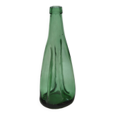 Ancienne Grande Bouteille En Verre Pressé Moulé Vert Écrasé Déformé