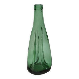 Old Large Pressed Molded Green Crushed Distorted Glass Bottle