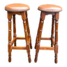 Pair of studded leather bar stools