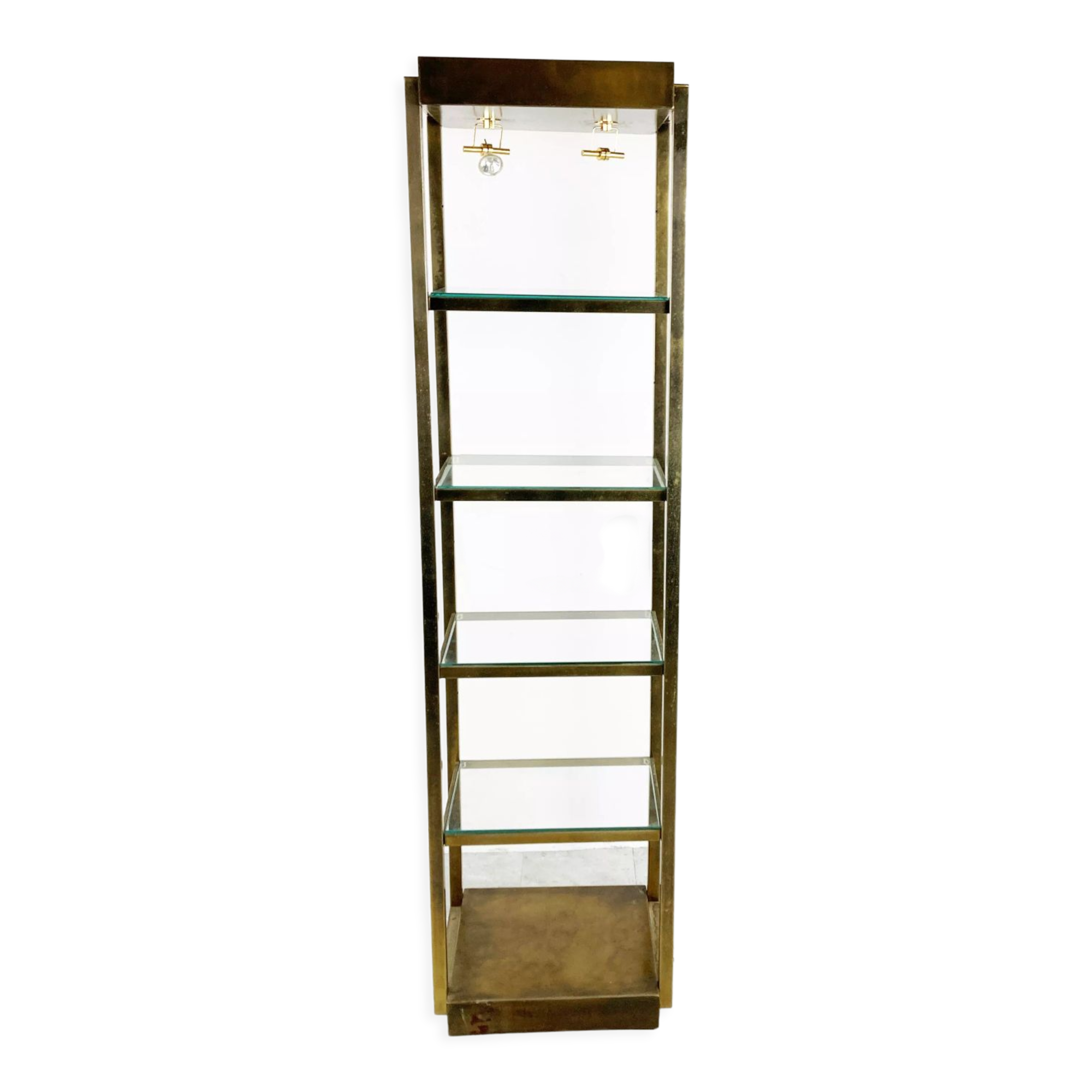 Brass illuminated wall unit by Belgochrom, 1970s
