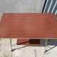 Ancient Dessert Table On Roulettes Golden Metal - Formica 70s Vintage