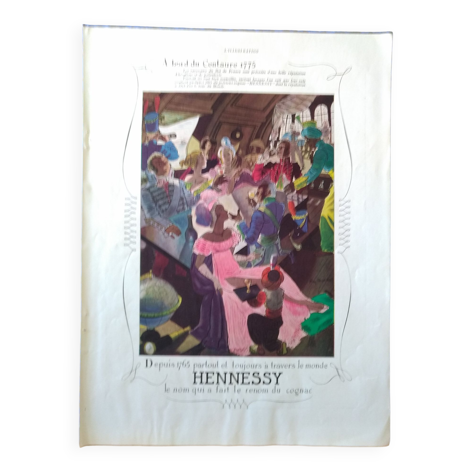 A Hennessy cognac paper advertisement from a period magazine year 1937