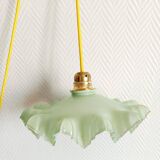 Vintage 1950s mini green opaline portable lamp