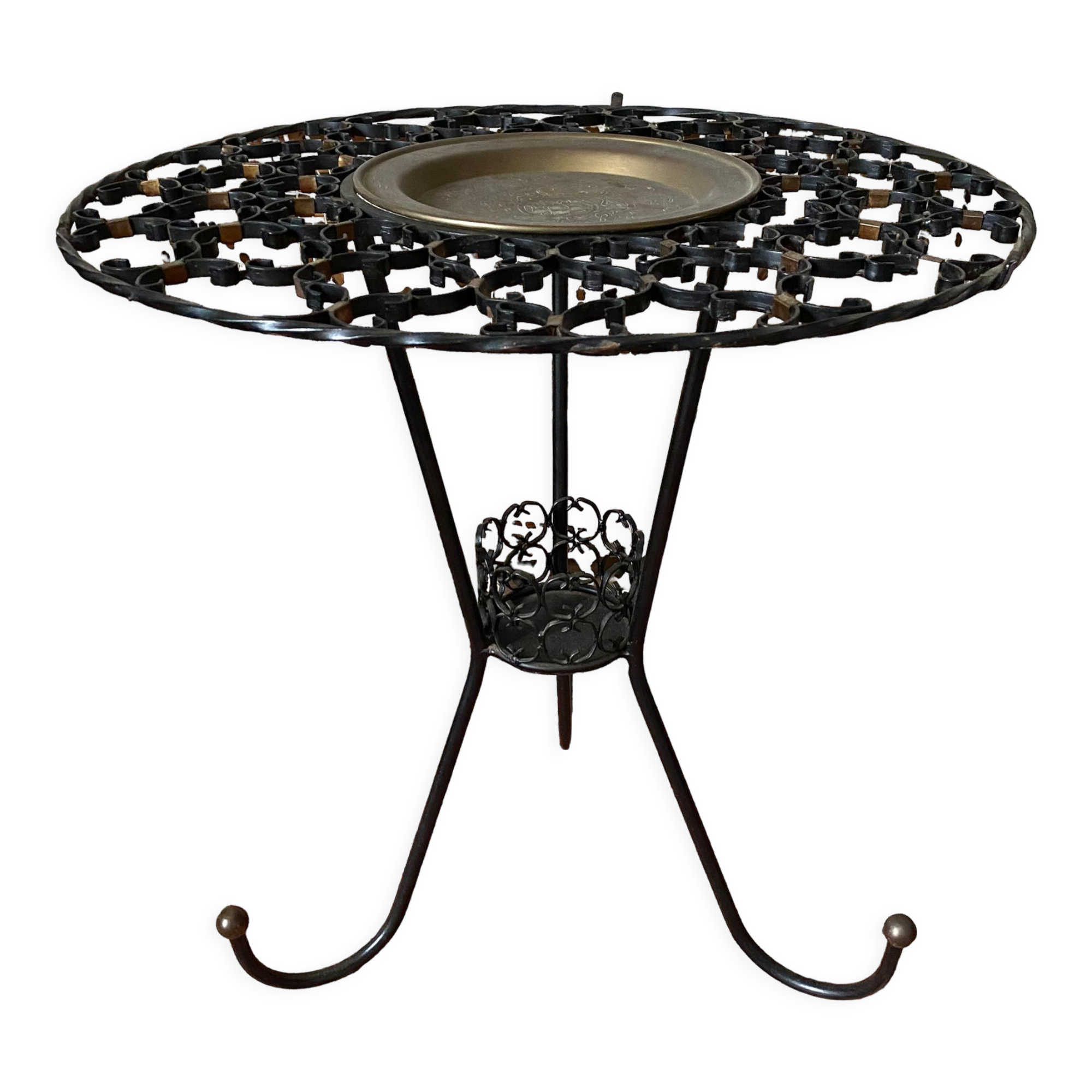 Wrought iron plant holder table from the 1950s