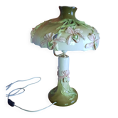 Orchid-patterned earthenware table lamp