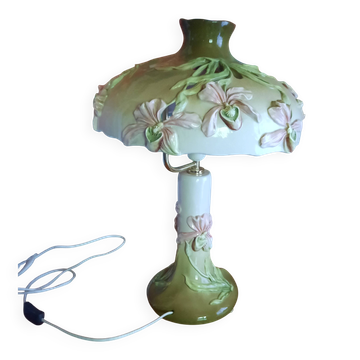 Lampe de table barbotine aux orchidées