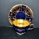 A precious, multi-lobed cup in German cobalt porcelain with a gold interior, Lindner Bavaria.