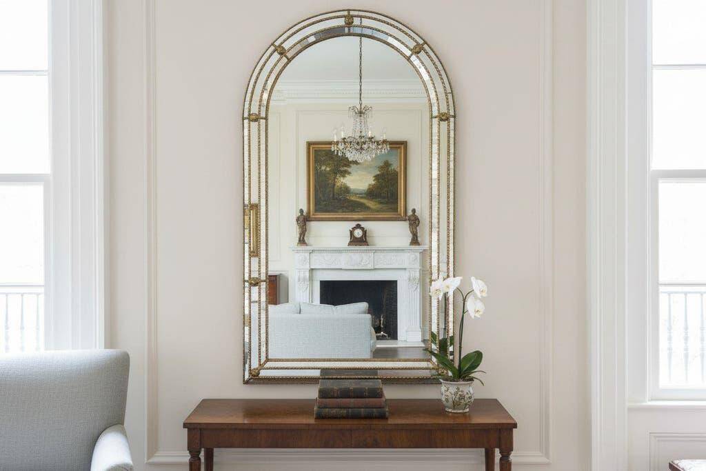 Miroir mural vintage Art déco incurvé