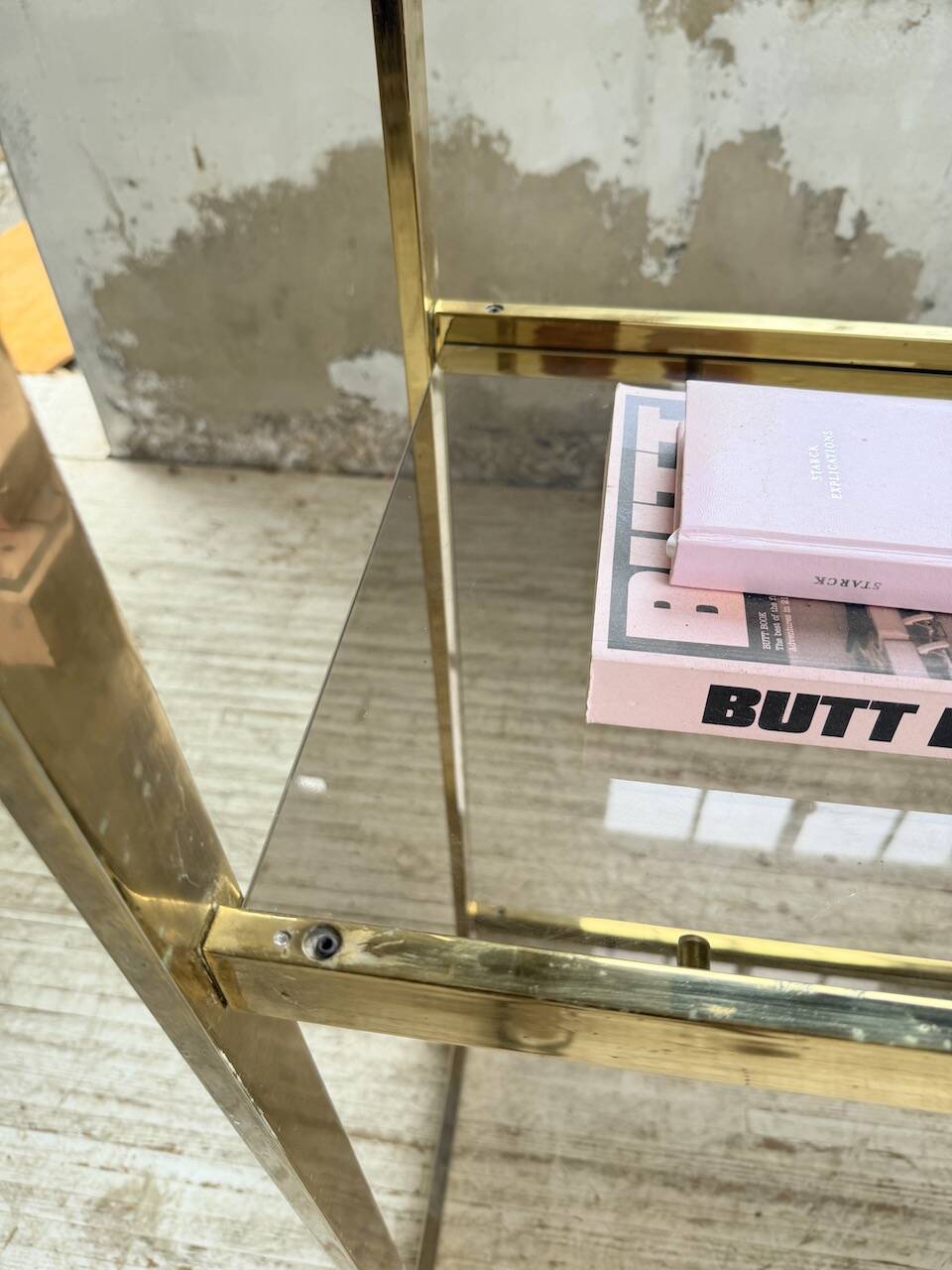 Brass shelf 1970 Belgo Chrom regency