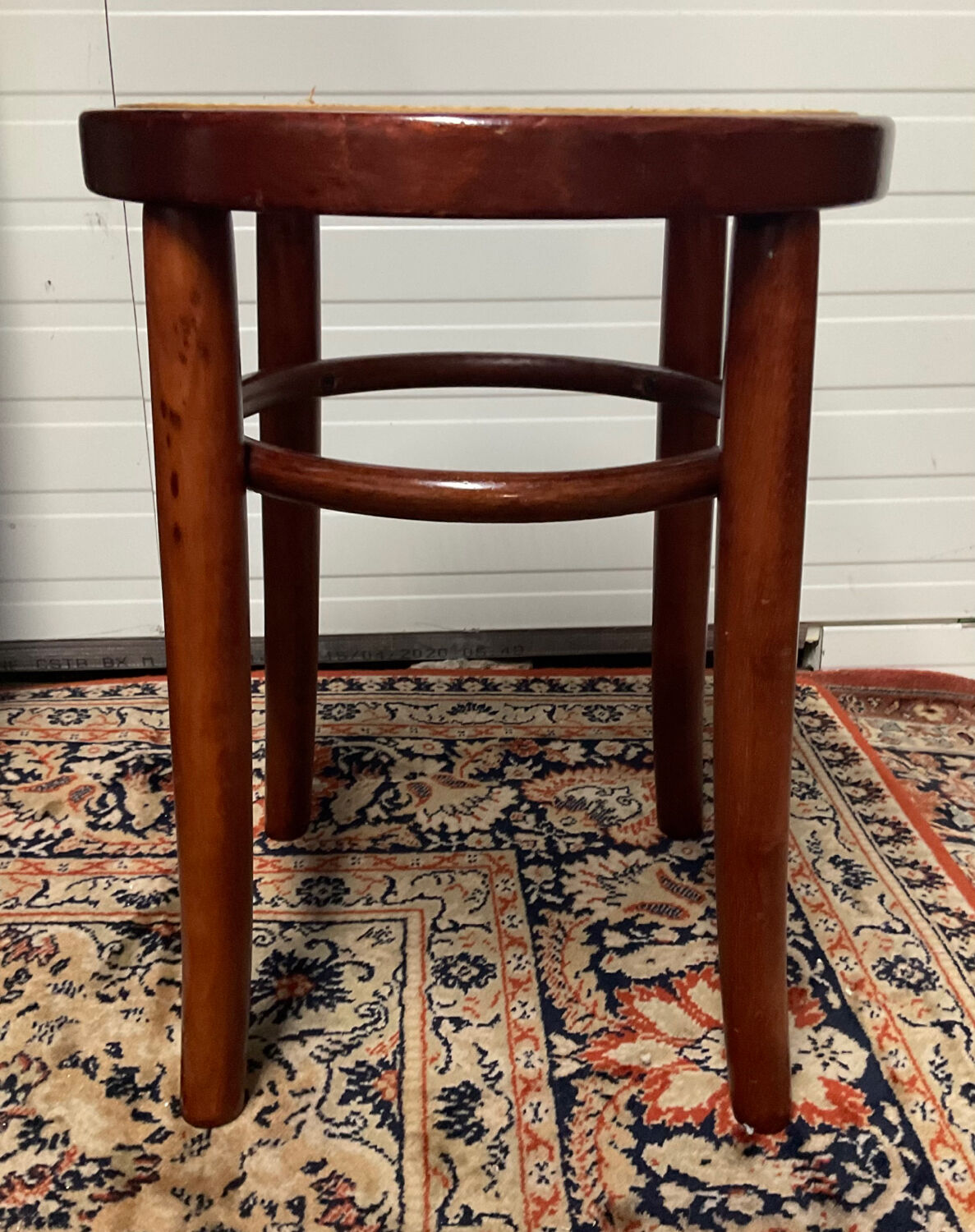 Tabouret bistrot en bois et cannage