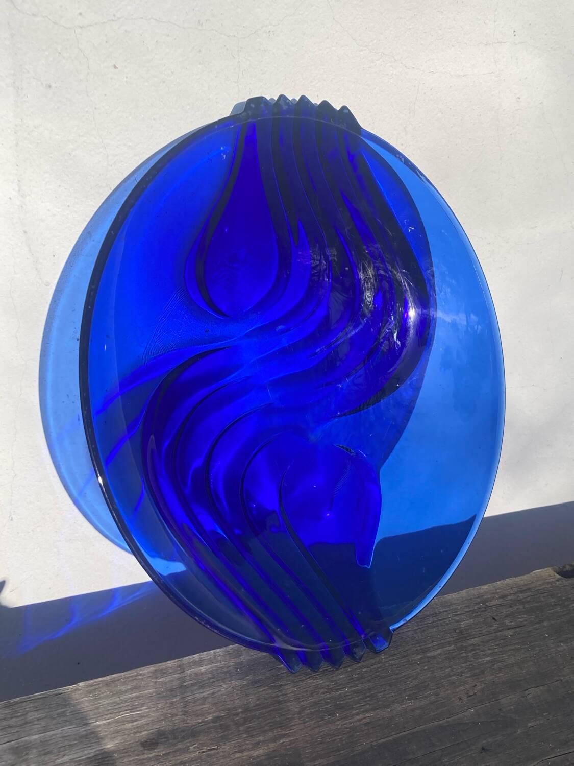 Designer blue glass dish
