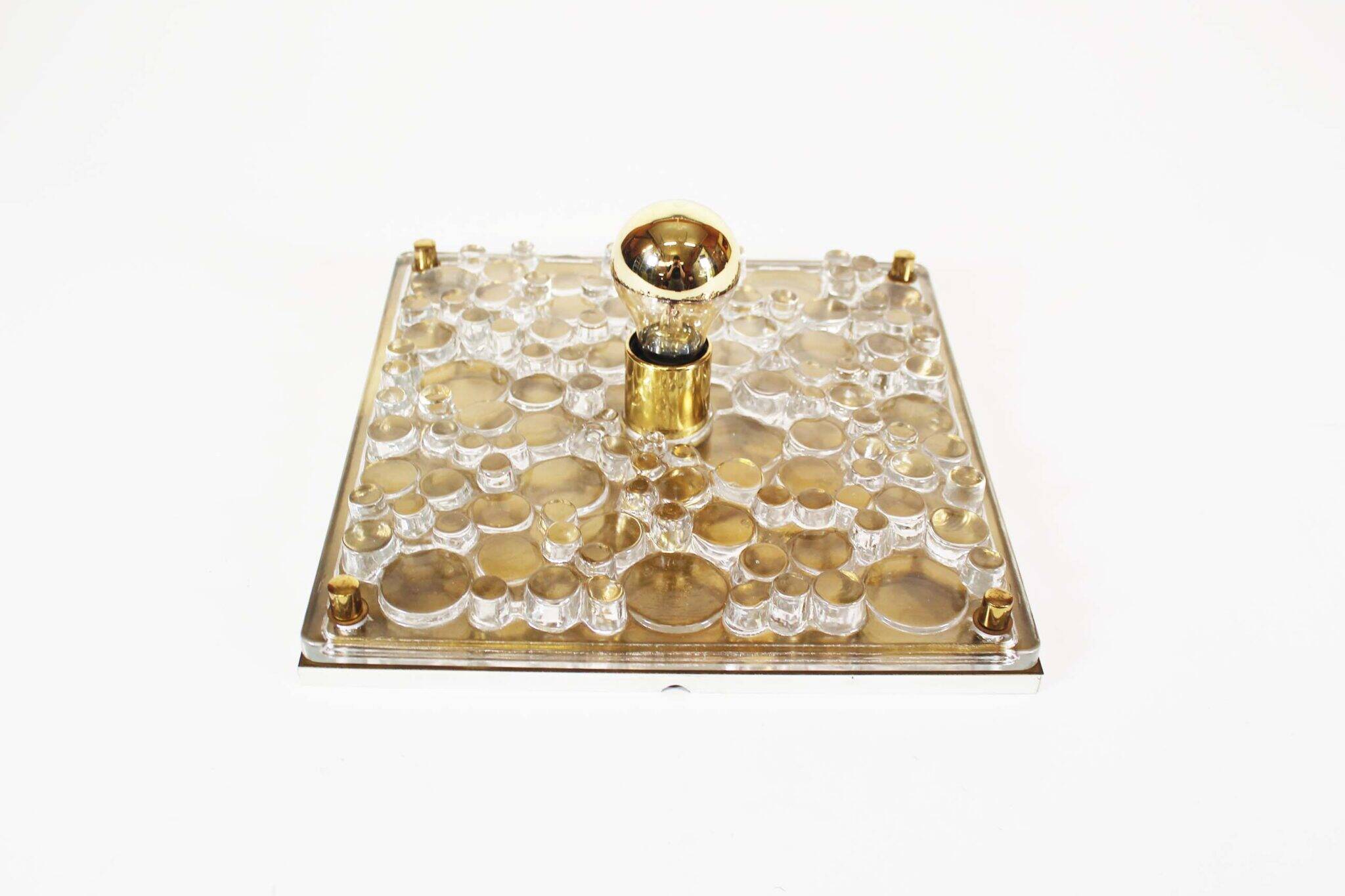 Large vintage murano glass flush mount light by Neuhauss