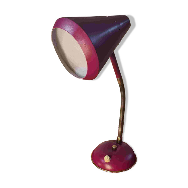 Lampe de bureau articulée en métal fuchsia, 1960
