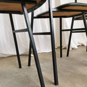 SET of 4 Vintage School Chairs /Black Leather / STOL Kamnik 80s Yugoslavia